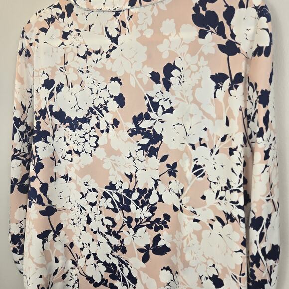 Liz Claiborne Womens Blouse 3/4 Sleeve Floral Pink/Navy PETITE XL Peasant Boho - Picture 6 of 9